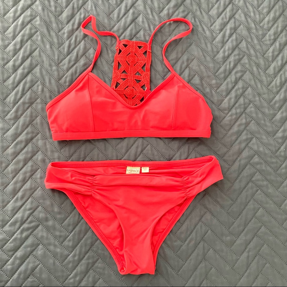 L*Space Pink Coral Bikini Swimsuit XS Lightly Padded